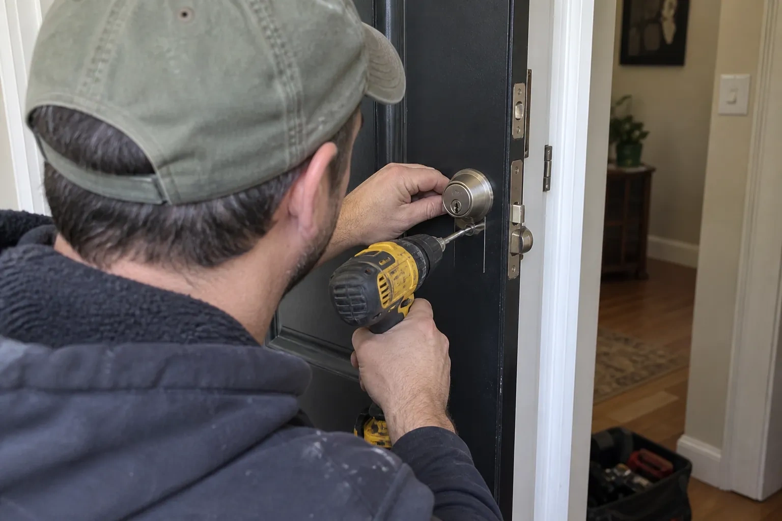 Illustrative locksmith scene; not an actual job